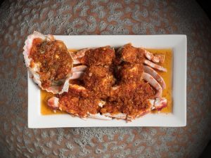 Steamed Fresh Red Crab with Plum and Chili Sauce