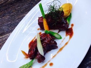 Braised Australian Wagyu Beef Cheek in Port Wine Sauce With Aged Mandarin Peel